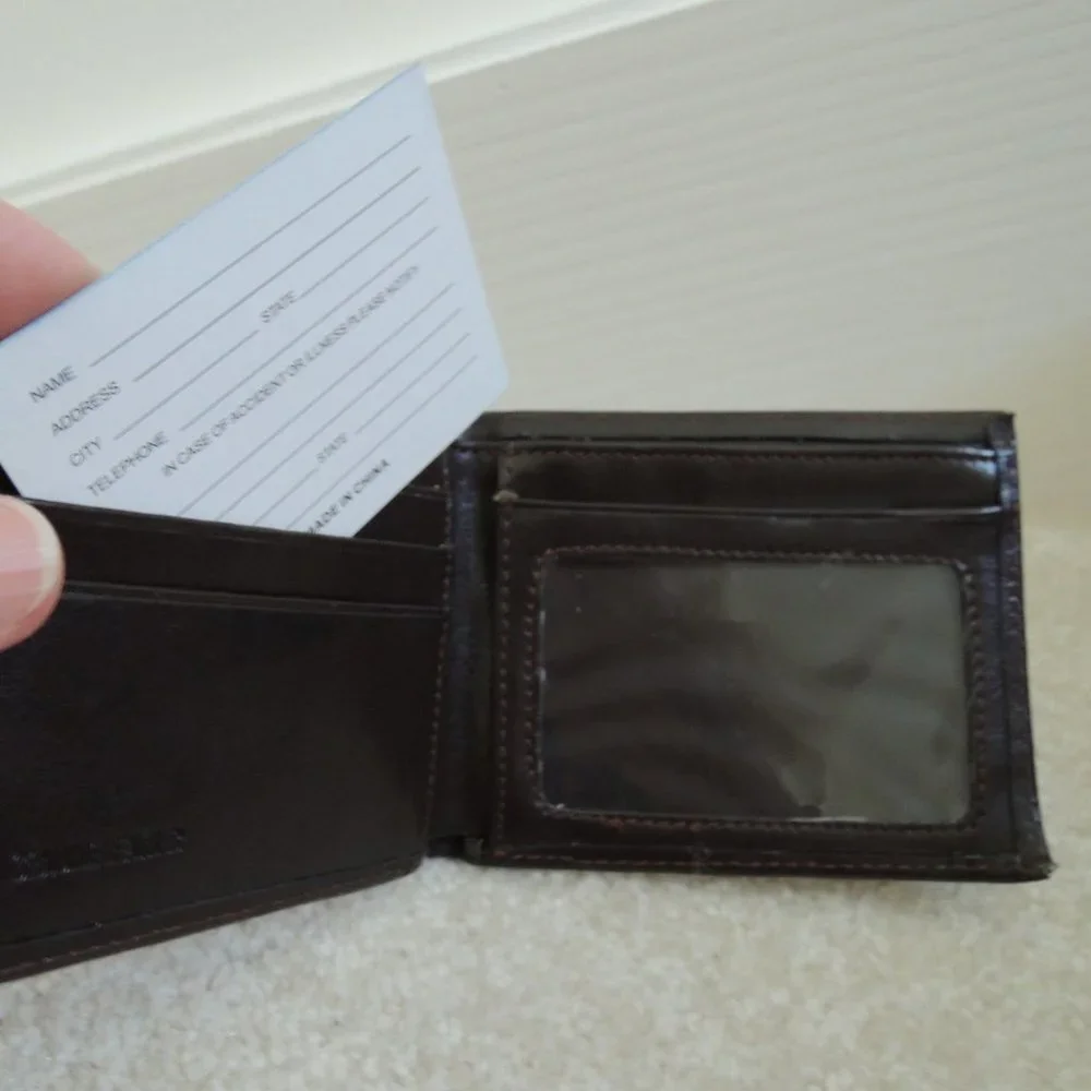 Mens Wallet Genuine Leather BiFold - Dark Brown 6 Compartments $55 Value NEW